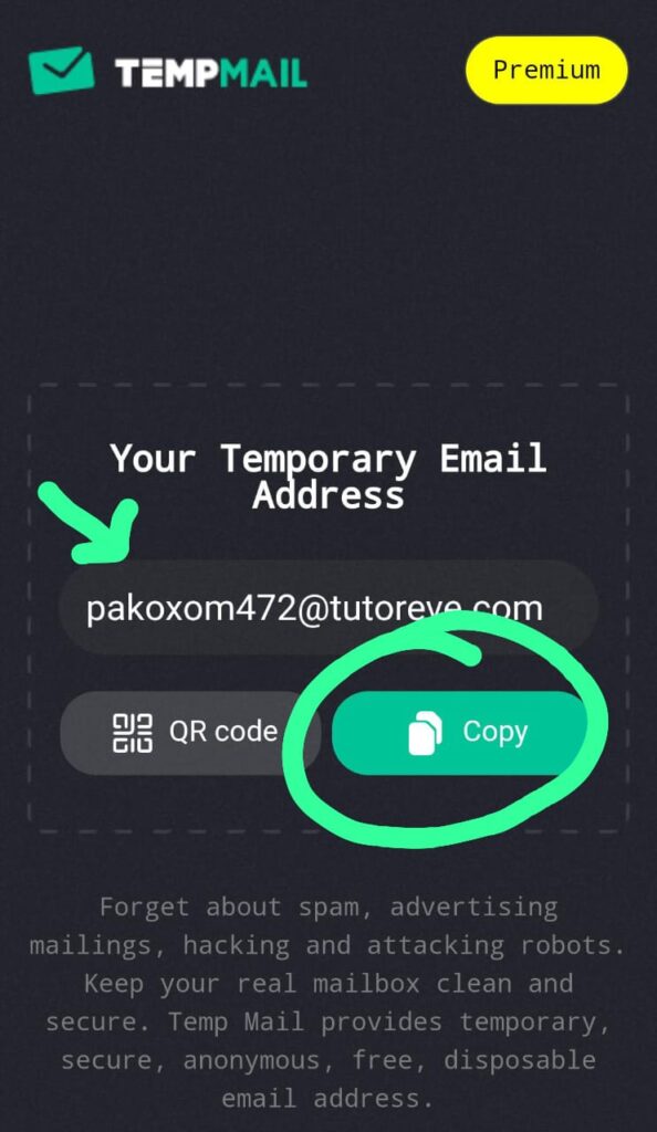 Create Temporary Email Address on Tempmail 