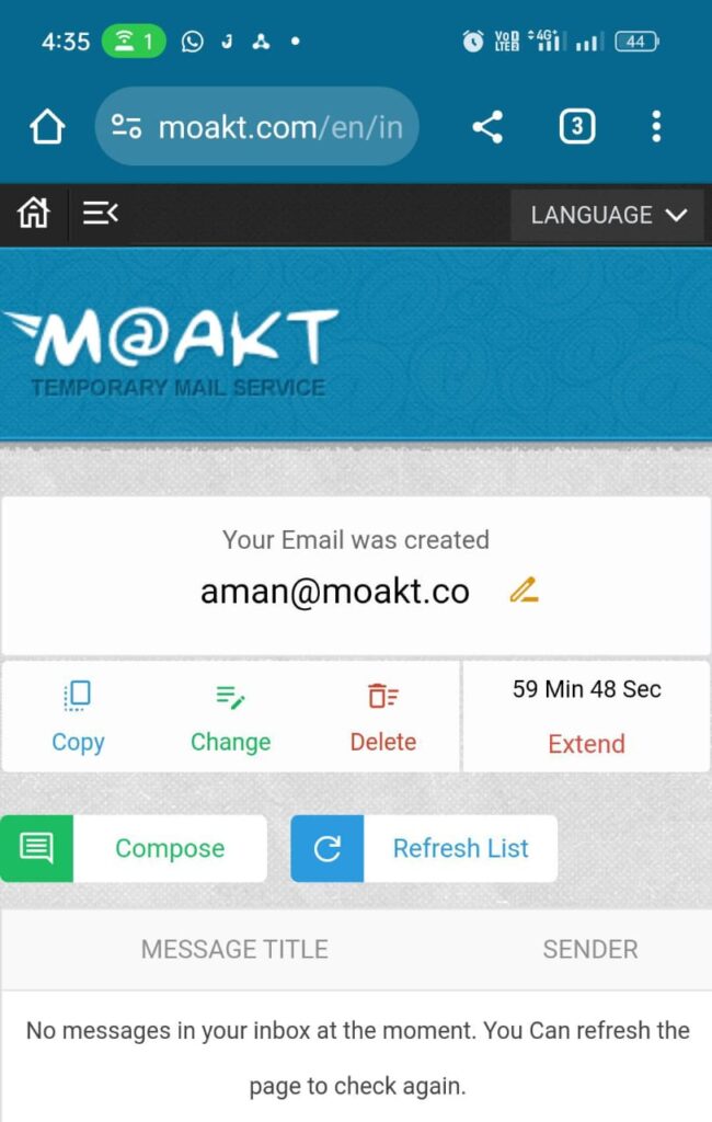 Temporary Email Address By Moakt.Com